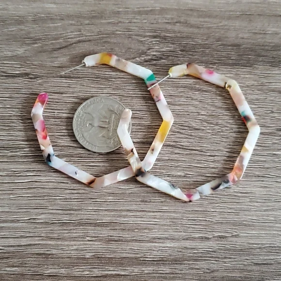 Multi Color Acrylic Hoop Earrings - Picture 2 of 3